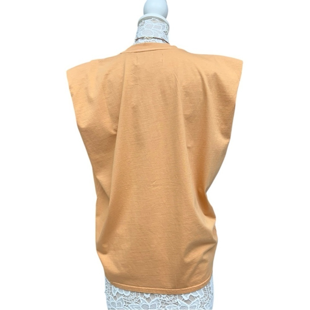 Free People x Sandrine Rose Padded Shoulder Tank Tee Size S Oversized, Golden - Picture 6 of 11